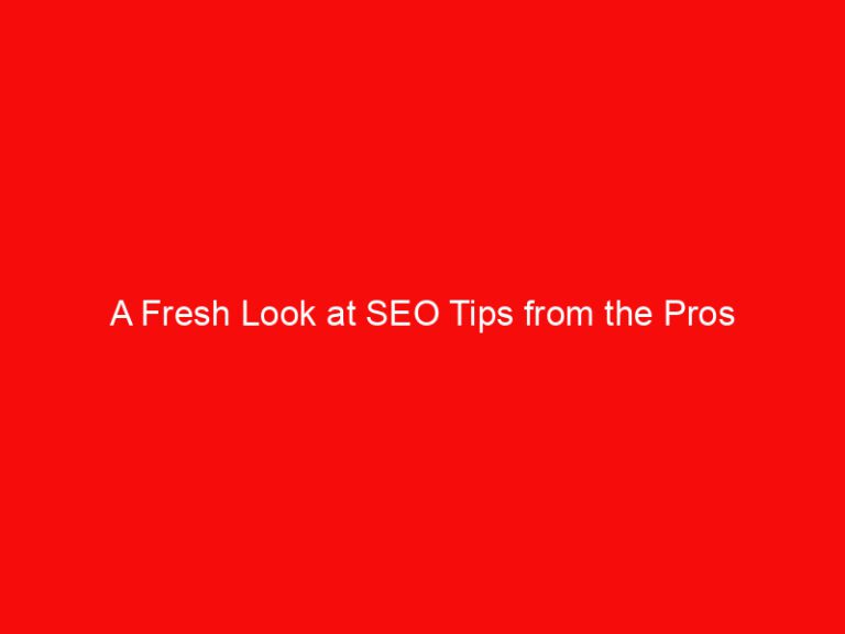 A Fresh Look at SEO Tips from the Pros
